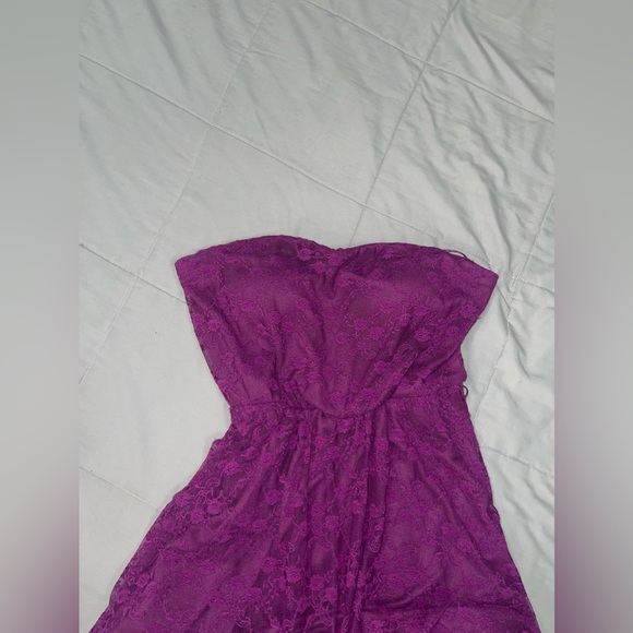 purple strapless lace dress - Picture 3 of 8